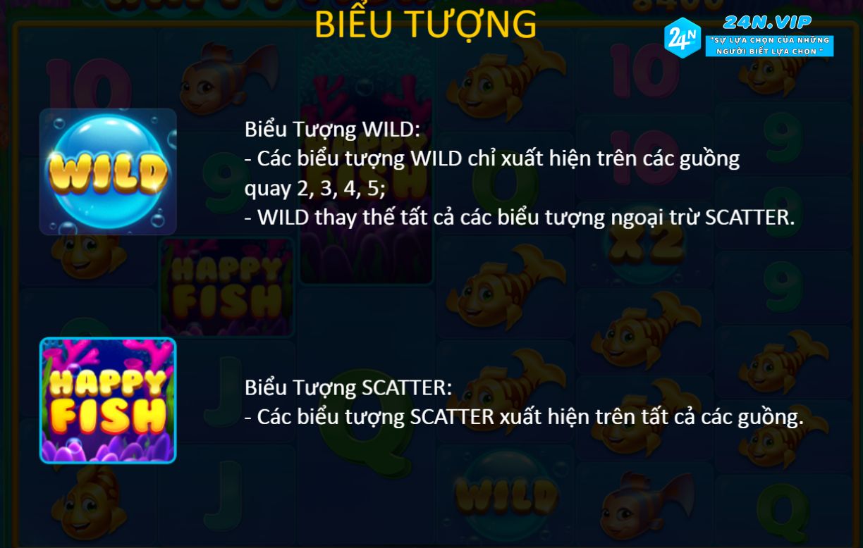 Biểu Tượng Đặc Biệt Trò Chơi Slot Happy Fish Trên Nhà Cái 24N (Special Symbols)